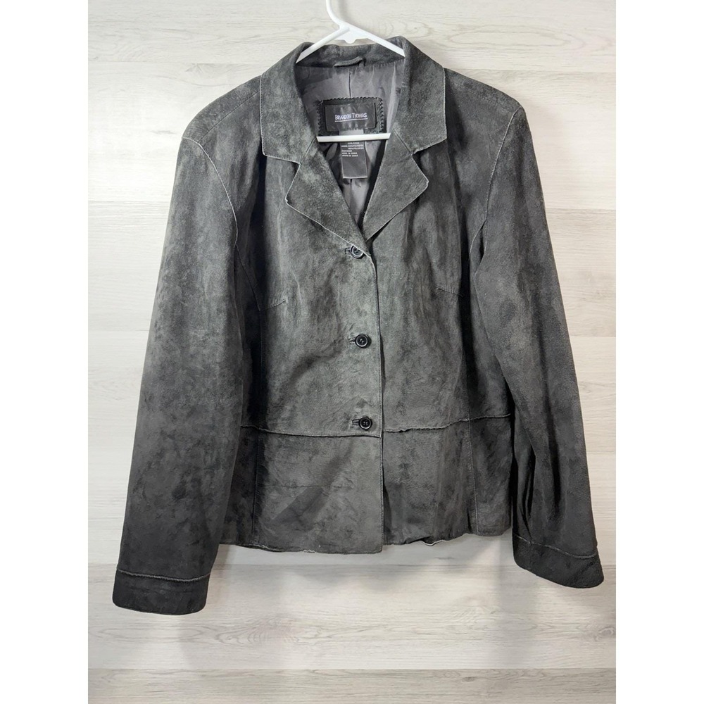 Brandon Thomas Jacket Women's XL Suede Leather Black Boho Retro Lined Y2K